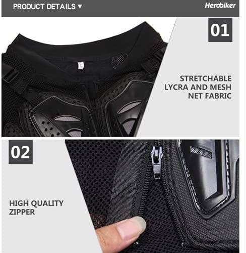 OHMOTOR Motorbike Protective Armour Chest Back Spine Armor Protector Motorcross Armoured Jacket Clothing Men Women for Motorbike,Dirt Bike 
