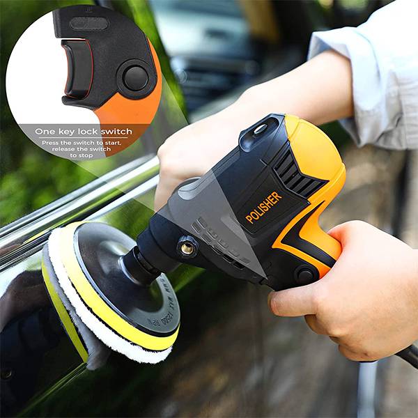 OHMOTOR Buffer Polisher for Car Detailing 980W Polishing Machine with 6 Variable Speed, 850-3200RPM Dual Action Polisher with 125mm Polishing Pad, Detachable Side Handle, for Polishing Car, Furniture 