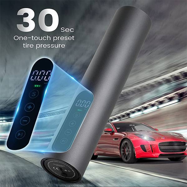 OHMOTOR Electric Air Pump Bike Pump Tire Inflator Portable Air Compressor with LCD Display, Digital Pressure Gauge, 12V Electric Auto Tire Pump for Car Tires Bicycles Motorcycle 