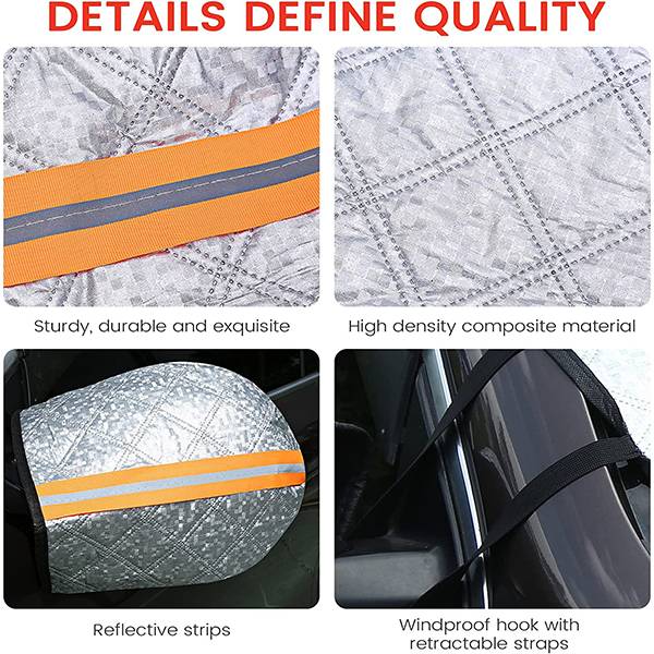 OHMOTOR Car Windshield Sun Shade Window Shades for Car Windshield Cover with Mirrors Protector Cover, 4-Layers Protection Sunshade Rain Cover for Car SUV CRV Trucks Windshield Sun Shade 