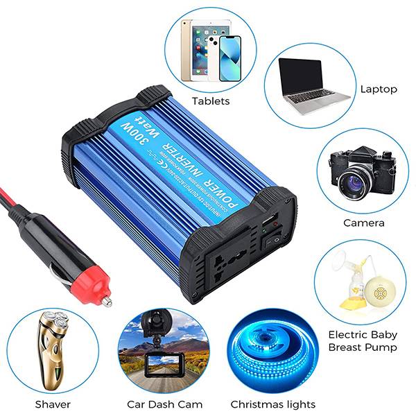 Inverter 300W Voltage Converter AC 12V to 110V Power Converter with 3.1A USB Port - Charge Your Laptop, iPad, iPhone, Tablet, Console, and More in Car, Boat, or RV 