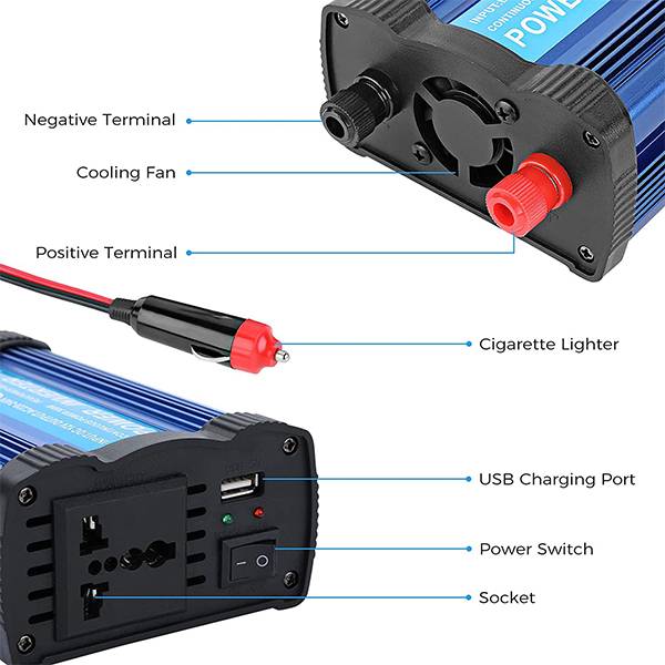 Inverter 300W Voltage Converter AC 12V to 110V Power Converter with 3.1A USB Port - Charge Your Laptop, iPad, iPhone, Tablet, Console, and More in Car, Boat, or RV 