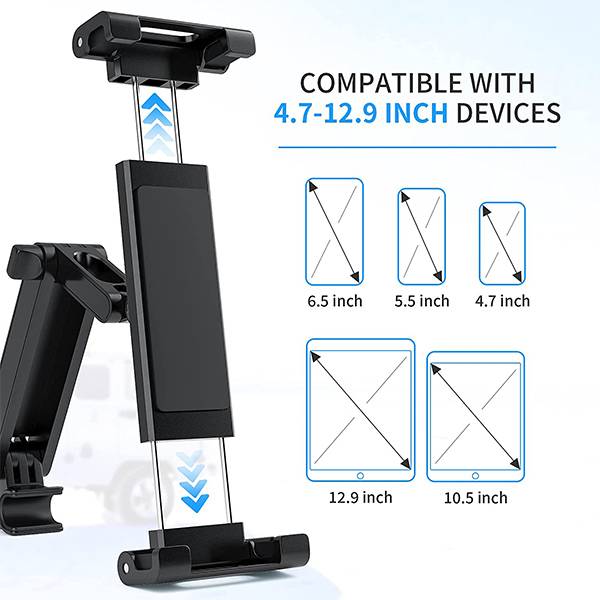 Universal Tablet Headrest Holder, 360° Rotating Adjustable Car