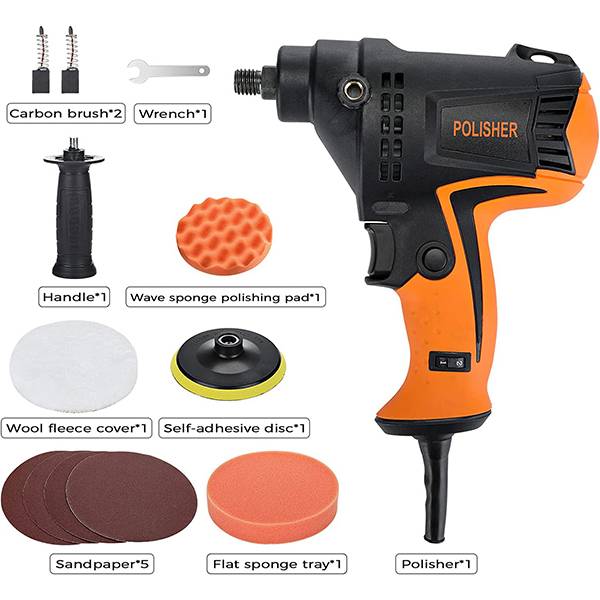 OHMOTOR Buffer Polisher for Car Detailing 980W Polishing Machine with 6 Variable Speed, 850-3200RPM Dual Action Polisher with 125mm Polishing Pad, Detachable Side Handle, for Polishing Car, Furniture 